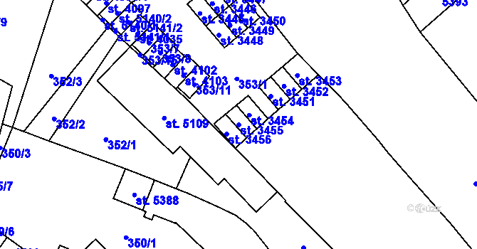 Parcela st. 3455 v KÚ Břeclav, Katastrální mapa