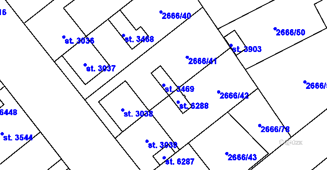 Parcela st. 3469 v KÚ Břeclav, Katastrální mapa