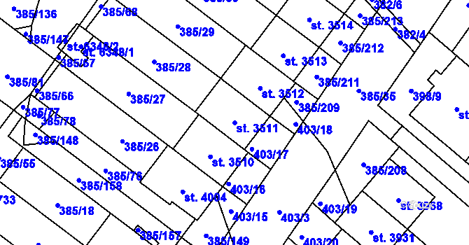 Parcela st. 3511 v KÚ Břeclav, Katastrální mapa