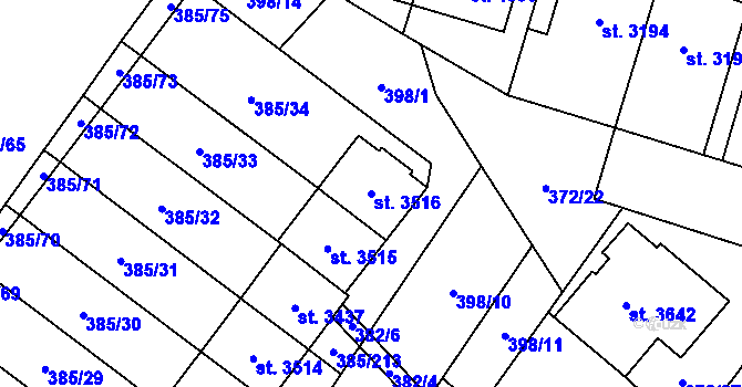 Parcela st. 3516 v KÚ Břeclav, Katastrální mapa
