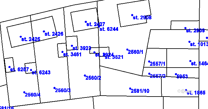 Parcela st. 3521 v KÚ Břeclav, Katastrální mapa