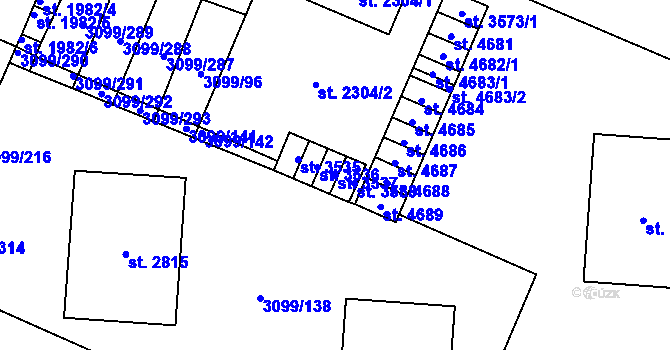 Parcela st. 3537 v KÚ Břeclav, Katastrální mapa