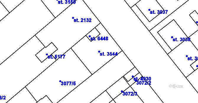 Parcela st. 3544 v KÚ Břeclav, Katastrální mapa