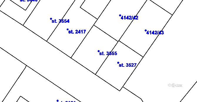 Parcela st. 3555 v KÚ Břeclav, Katastrální mapa