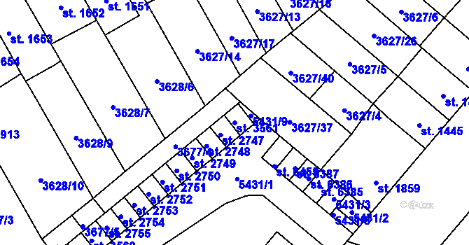 Parcela st. 3561 v KÚ Břeclav, Katastrální mapa