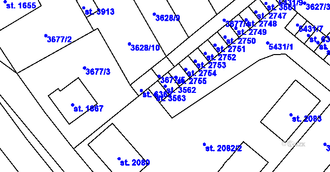 Parcela st. 3562 v KÚ Břeclav, Katastrální mapa
