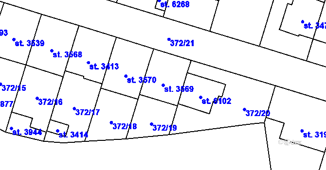 Parcela st. 3569 v KÚ Břeclav, Katastrální mapa