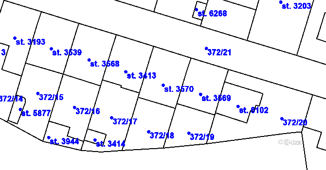 Parcela st. 3570 v KÚ Břeclav, Katastrální mapa