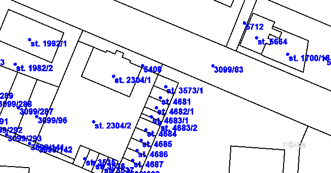 Parcela st. 3573/1 v KÚ Břeclav, Katastrální mapa