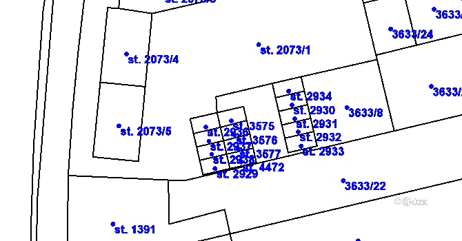 Parcela st. 3575 v KÚ Břeclav, Katastrální mapa