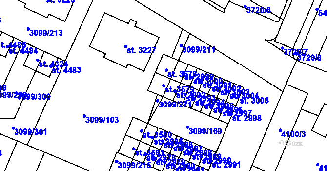 Parcela st. 3579 v KÚ Břeclav, Katastrální mapa
