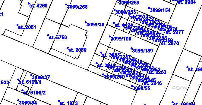 Parcela st. 3583 v KÚ Břeclav, Katastrální mapa