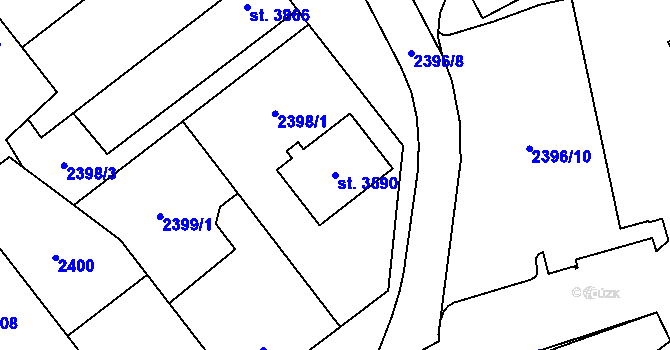 Parcela st. 3590 v KÚ Břeclav, Katastrální mapa