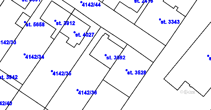 Parcela st. 3592 v KÚ Břeclav, Katastrální mapa