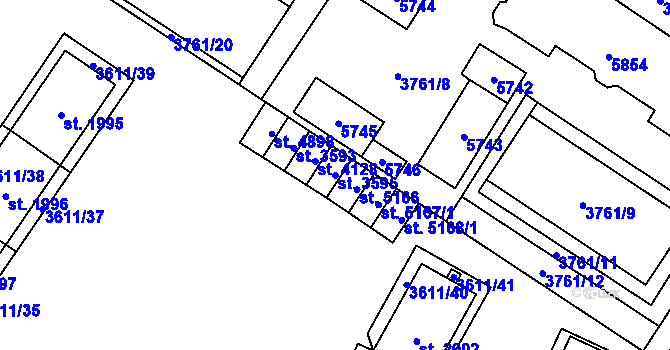 Parcela st. 3595 v KÚ Břeclav, Katastrální mapa