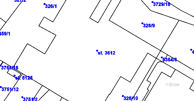 Parcela st. 3612 v KÚ Břeclav, Katastrální mapa