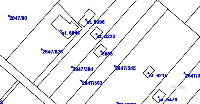 Parcela st. 3618 v KÚ Břeclav, Katastrální mapa
