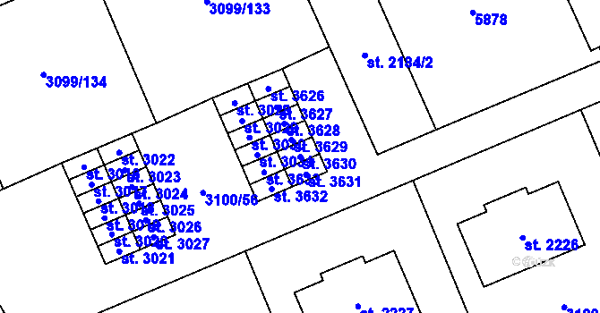 Parcela st. 3630 v KÚ Břeclav, Katastrální mapa