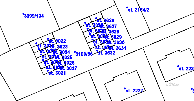 Parcela st. 3632 v KÚ Břeclav, Katastrální mapa
