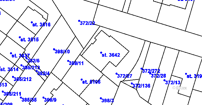 Parcela st. 3642 v KÚ Břeclav, Katastrální mapa