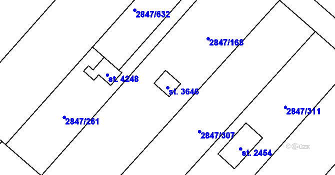 Parcela st. 3646 v KÚ Břeclav, Katastrální mapa