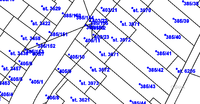 Parcela st. 3671 v KÚ Břeclav, Katastrální mapa