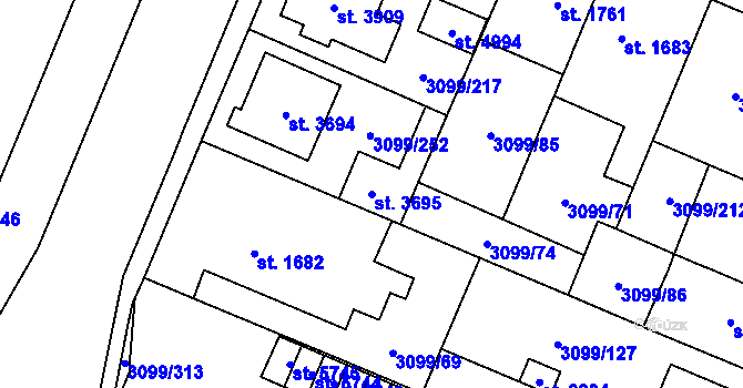 Parcela st. 3695 v KÚ Břeclav, Katastrální mapa