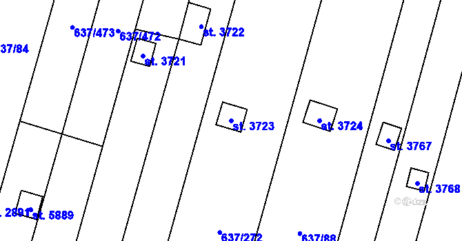 Parcela st. 3723 v KÚ Břeclav, Katastrální mapa