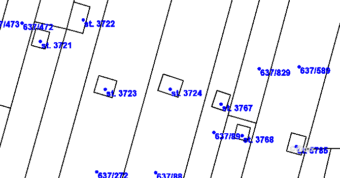 Parcela st. 3724 v KÚ Břeclav, Katastrální mapa