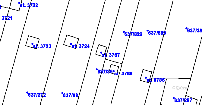 Parcela st. 3767 v KÚ Břeclav, Katastrální mapa