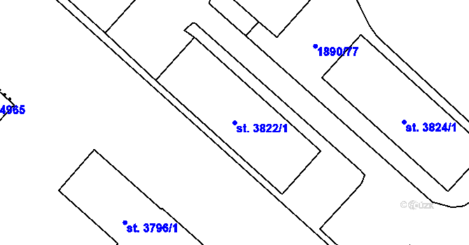 Parcela st. 3822/1 v KÚ Břeclav, Katastrální mapa