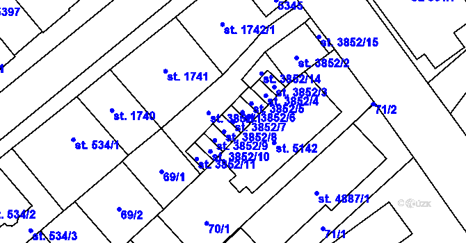 Parcela st. 3852/7 v KÚ Břeclav, Katastrální mapa