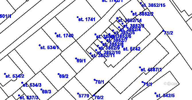 Parcela st. 3852/10 v KÚ Břeclav, Katastrální mapa