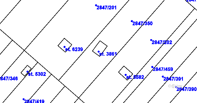 Parcela st. 3861 v KÚ Břeclav, Katastrální mapa