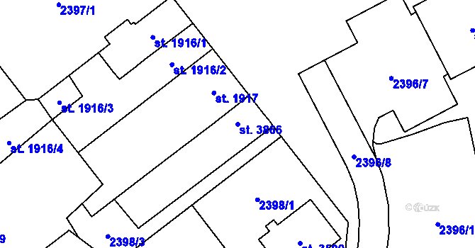 Parcela st. 3866 v KÚ Břeclav, Katastrální mapa