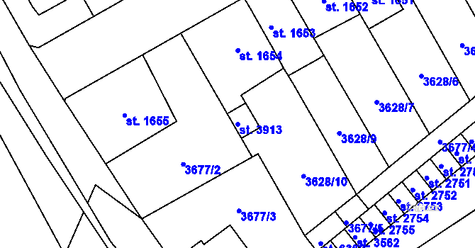 Parcela st. 3913 v KÚ Břeclav, Katastrální mapa