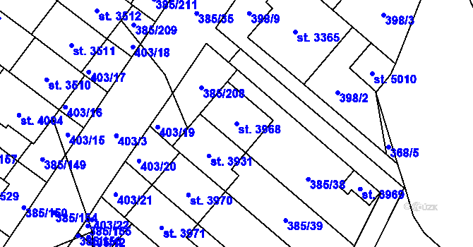 Parcela st. 3968 v KÚ Břeclav, Katastrální mapa