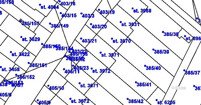 Parcela st. 3971 v KÚ Břeclav, Katastrální mapa