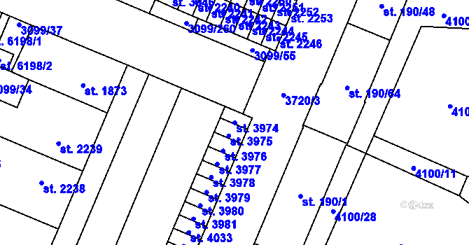 Parcela st. 3974 v KÚ Břeclav, Katastrální mapa