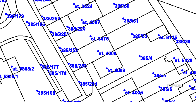 Parcela st. 4008 v KÚ Břeclav, Katastrální mapa