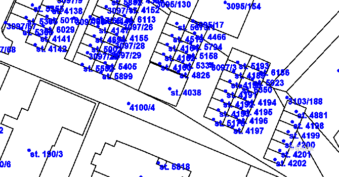 Parcela st. 4038 v KÚ Břeclav, Katastrální mapa