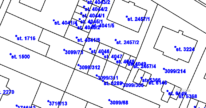 Parcela st. 4047 v KÚ Břeclav, Katastrální mapa