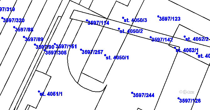 Parcela st. 4050/1 v KÚ Břeclav, Katastrální mapa