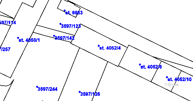 Parcela st. 4052/3 v KÚ Břeclav, Katastrální mapa