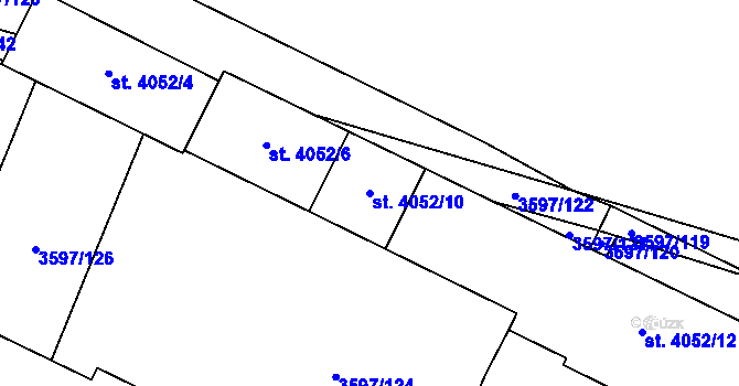 Parcela st. 4052/10 v KÚ Břeclav, Katastrální mapa