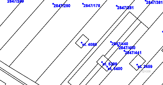 Parcela st. 4080 v KÚ Břeclav, Katastrální mapa