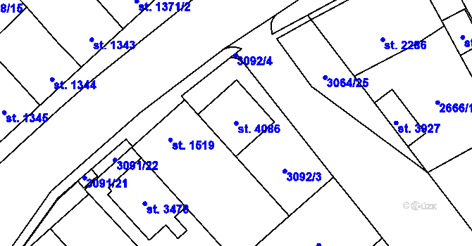 Parcela st. 4086 v KÚ Břeclav, Katastrální mapa