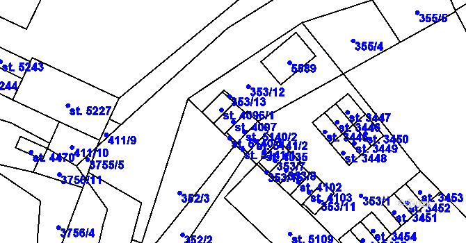 Parcela st. 4097 v KÚ Břeclav, Katastrální mapa