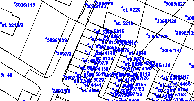 Parcela st. 4135 v KÚ Břeclav, Katastrální mapa