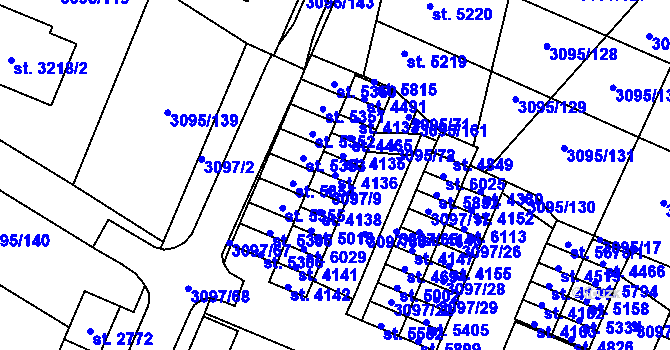 Parcela st. 4136 v KÚ Břeclav, Katastrální mapa